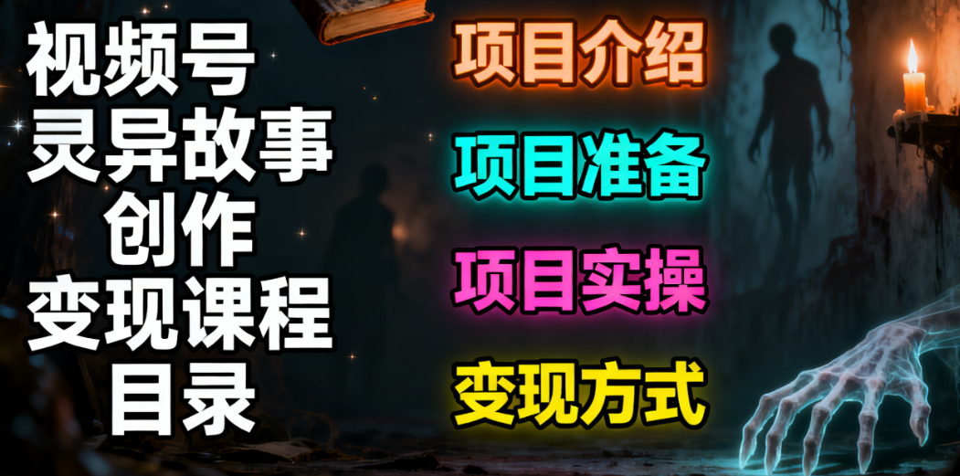 灵异故事，视频号创作者分成，小白轻松上手，轻松日入1k-知本资料汇集库