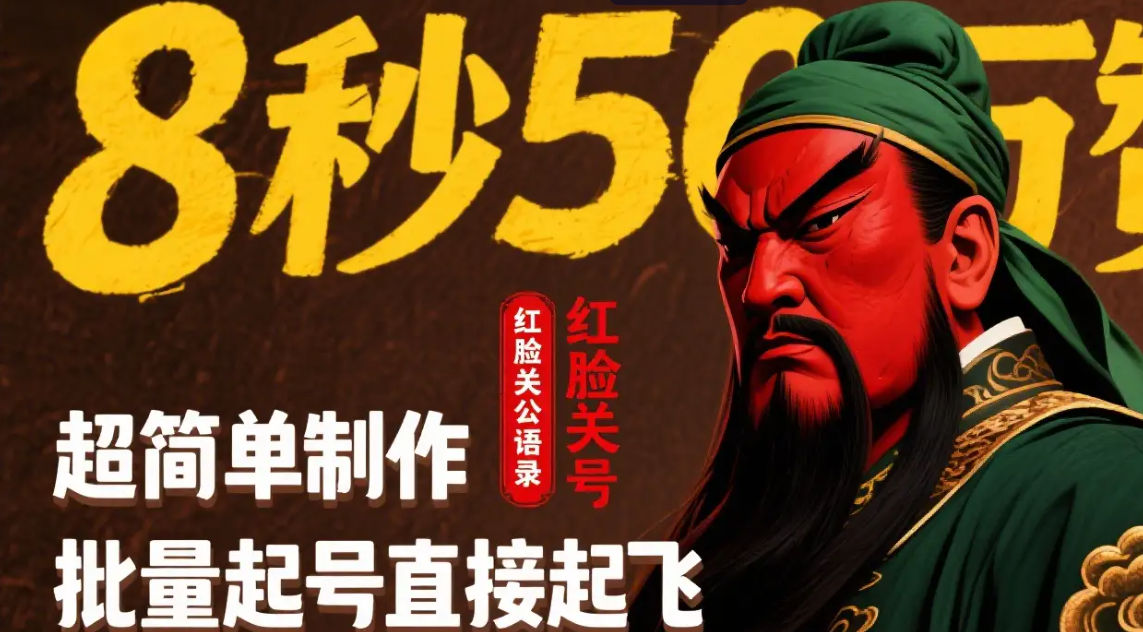 红脸关公语录，超简单制作，批量起号直接起飞-知本资料汇集库